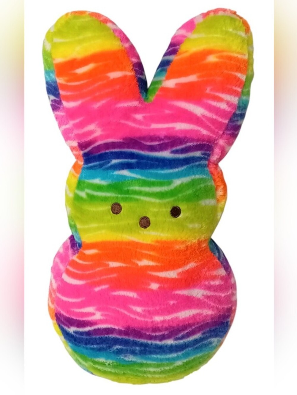 16" PEEPS Neon Rainbow Stuffed Bunny Plush Zebra Stripes Colorful Easter by Ruz